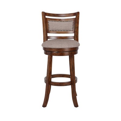 Aberdeen 29" Brown Solid Wood Swivel Bar Stools with Upholstered Seats (Set of 2)