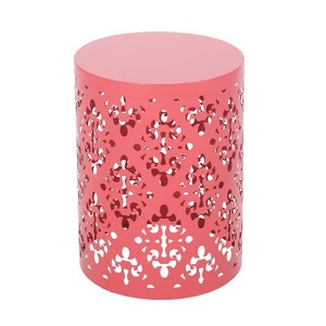NAYSAYE Outdoor Patio End Table, Metal Side Table, Decorative Garden Stool for Home Lawn Garden Patio, Red, 13.75"*13.75"*18" - 1 of 4