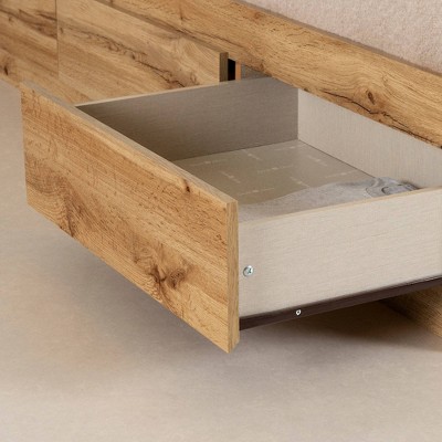 Nordik Oak Twin Bed with Storage and Bookcase Headboard