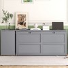 PAGED Modern Wooden Murphy Bed, Queen Size Bed Frame with Rotating Desk, Platform Bed for Small Room, Folding Bed to Cabinet - 3 of 4