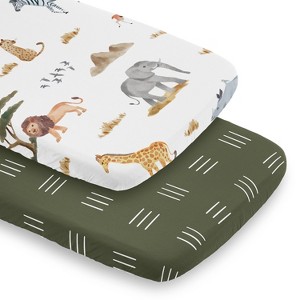 Sweet Jojo Designs Gender Neutral Unisex Baby Bassinet Fitted Sheets Set Jungle Multicolor 2pc - 1 of 4