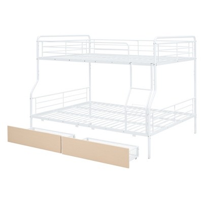 NicBex Full XL Over Queen Bunk Bed with Guardrail and Drawers,Twin Loft Bed with Ladder and Converts to 2 Twin Single Beds,Bunk Beds for Bedroom