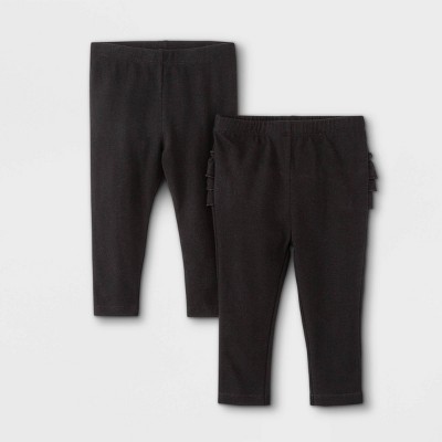 Baby Girls' 2pk Ruffle Leggings - Cat & Jack™ Black Newborn