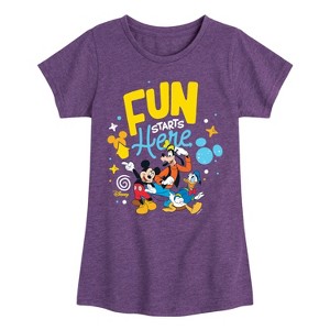 Girls' - Disney - Fun Starts Here Fitted Short Sleeve Graphic T-Shirt - 1 of 4