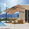 Large Cantilever Patio Umbrella, 10' X 10' Heavy Duty Large Aluminum Outdoor Umbrella with Solar LED Lights & Weighted Base, 360° Rotation - 2 of 4