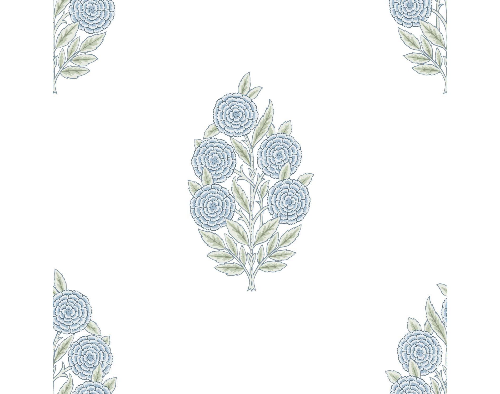 RoomMates Dutch Floral Blue Peel and Stick Wallpaper: Modern Self-Adhesive Botanical Vinyl, Removable Sticky Decor