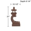 Pagoda 31" High Large Zen Japanese Indoor Outdoor Decor Rust Stone Floor Fountain with Light LED Waterfall Outside Garden Patio Yard - 4 of 4
