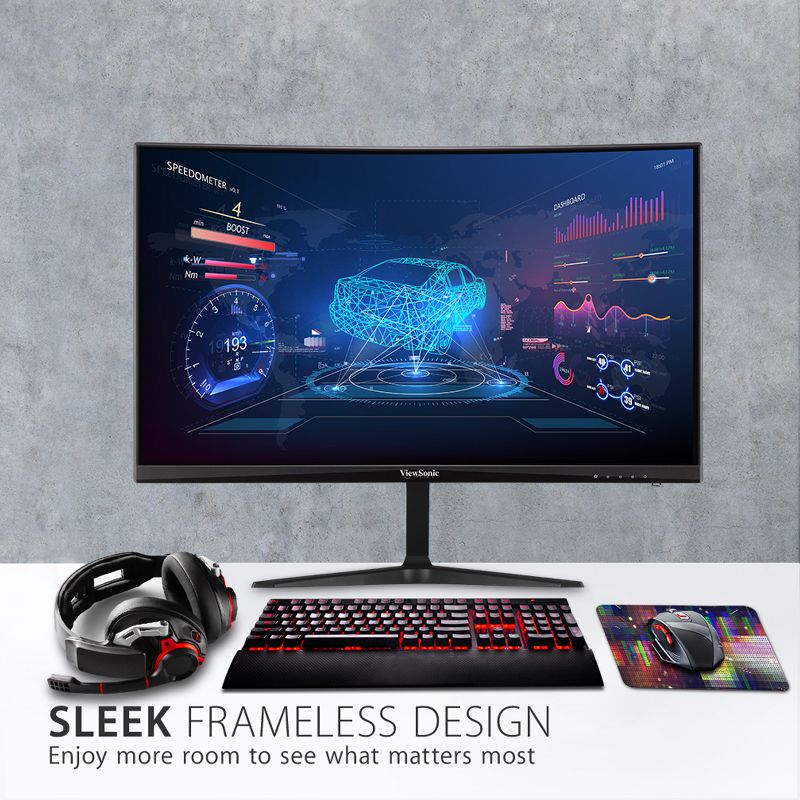 ViewSonic VX2418C 24 Inch 1080p 1ms 165Hz Curved Gaming Monitor with AMD FreeSync Premium, Eye Care, HDMI and DisplayPort, 4 of 9