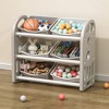 VYNXARIA Multi-Functional Kids Toy Storage Organizer with 6 Bins, Gray, Ideal for Nursery and Playroom - 2 of 4