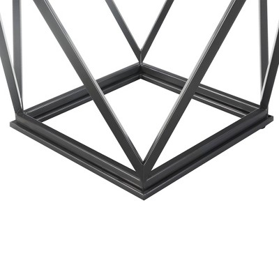 Conner White Marble and Black Metal 2-Piece Table Set