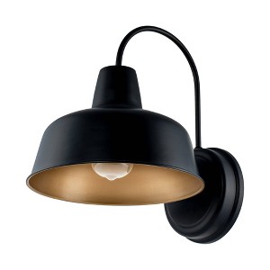 13" Wellfor Outdoor Wall Light, Steel Shade, Bronze Finish, Rust-Resistant, Gooseneck Design, All-Weather, E26 Bulb Compatible: Matte Surface - 1 of 4