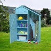 VisioGear Outdoor Shed, Wood Storage Shed with Waterproof Asphalt Roof, Multiple-tier Shelves for Garden, Blue, 46.45"*21.25"*70" - 2 of 4