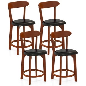 Costway 23.5" Bar Stool Set of 2/4 with Curved Backrest & Footrest Counter Height Stools - 1 of 4