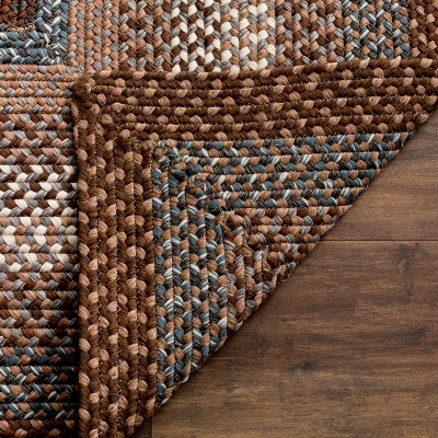 Ivory and Brown Braided Reversible Synthetic Area Rug