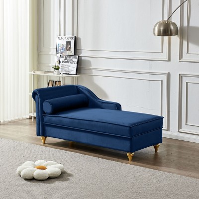 NicBex Mid-Century Velvet Thicken Cushion Chaise Lounge Chair with Storage,Comfy Upholstered Accent Chair for Bedroom,Living Room,Office
