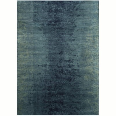 Vintage Blue Rectangular Easy Care Viscose Area Rug