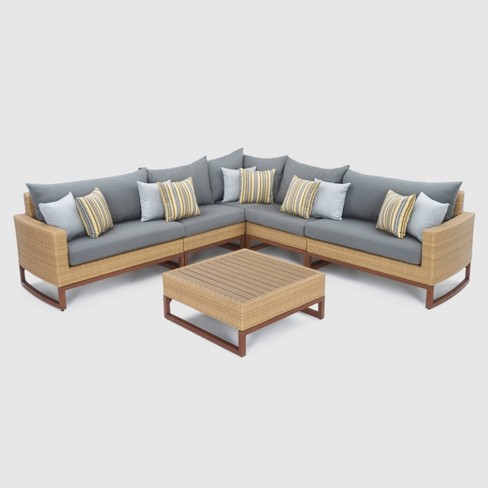 Mili 6pc All-Weather Wicker Sectional and Table Set - image 1 of 4