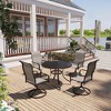 Mondawe 5-Piece Steel Textiliene Swivel Chair Round Table Patio Dining Set with Umbrella Hole - 3 of 4