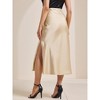 INSPIRE CHIC Women Satin Maxi Elastic High Waist Side Slit Flowy Long for Party Wedding Skirt - 4 of 4