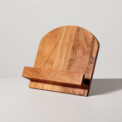 Wooden Cookbook Holder Brown - Hearth & Hand™ with Magnolia: Natural Finish Recipe Book Stand, Freestanding Design