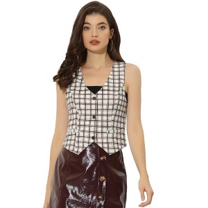 Allegra K Women's Steampunk Dressy Sleeveless Versatile Racerback Suit Vests - 1 of 4