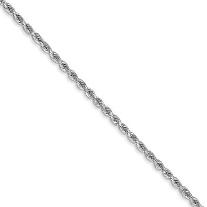 Black Bow Jewelry 1.75mm 14k White Gold Solid Diamond Cut Rope Chain Necklace - 1 of 4