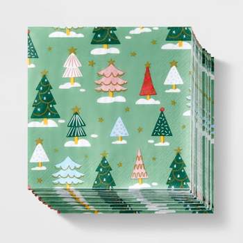 20ct Christmas Tree Green Napkin - Spritz™