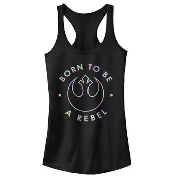 Juniors Womens Star Wars Rainbow Born to Be a Rebel Racerback Tank Top