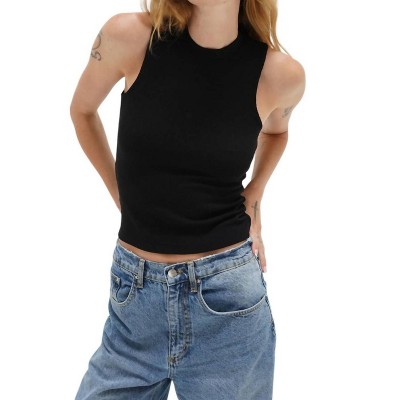 Women's Double Layer Ribbed Turtleneck Tank Top - LNA