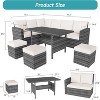 Garvee 7 Piece Outdoor Sectional Sofa with Dining Table,Patio Sectional Sofa Conversation Set All Weather Wicker Rattan Couch Dining Table & Chair - 4 of 4
