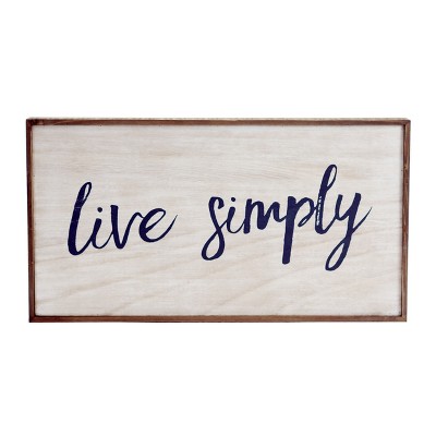 VIP Wood 20.5 in. Off-White "Live Simply" Wall Decor