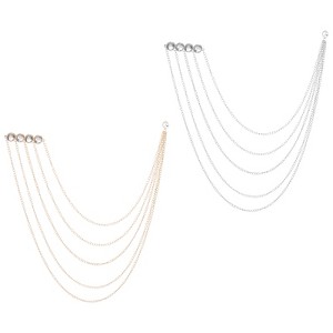 Unique Bargains Fashion Alloy Rhinestone Tassel Chain Hanging Crystal Elegant Brooch 2 Pcs - 1 of 4