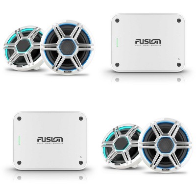 Garmin Fusion 2 Pairs Apollo AP-FL88SPW 8.8" LED Marine Speakers Sport Grills, White, Pair with Fusion MS-AP41200 150w per channel RMS @4ohm Apollo...