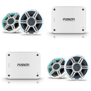 Garmin Fusion 2 Pairs Apollo AP-FL88SPW 8.8" LED Marine Speakers Sport Grills, White, Pair with Fusion MS-AP41200 150w per channel RMS @4ohm Apollo... - 1 of 4
