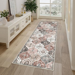 GAOMON Vintage Area Rugs for Living Room Bedroom Moroccan Trellis Rug Floral Distressed Accent Rug - 1 of 4