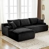 Luxury Modern Corduroy L-Shaped Couch with Chaise, 106" Cloud Modular Sectional Sofa, Throw Pillows & Back Cushions, Upholstered Sleeper Sofa Bed - 2 of 4