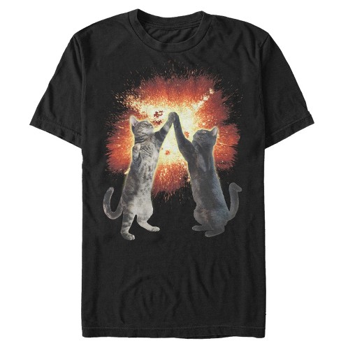 Men's Lost Gods Cat High Five Explosion T-shirt - Black - Small : Target