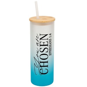 Elanze Designs You Are Chosen Vertical Walk in Faith Wrap-Around Design 25 Ounce Frosted Gradient Glass On-The-Go Coffee Travel Skinny Tumbler Mug - 1 of 1