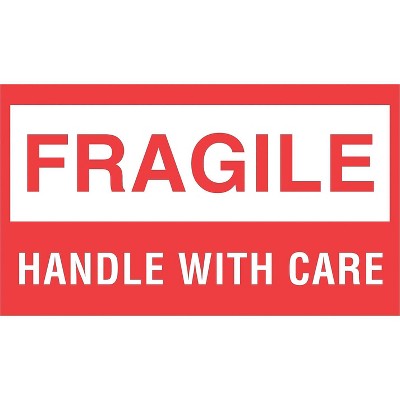 The Packaging Wholesalers 3 x 5" Fragile Handle with Care Label LABDL1070