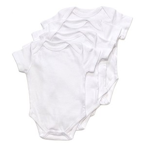 Leveret Baby Cotton Short Sleeve Bodysuits White - 4 Pack - 1 of 2