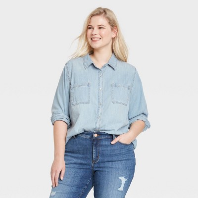 Light Blue Denim Shirt Target