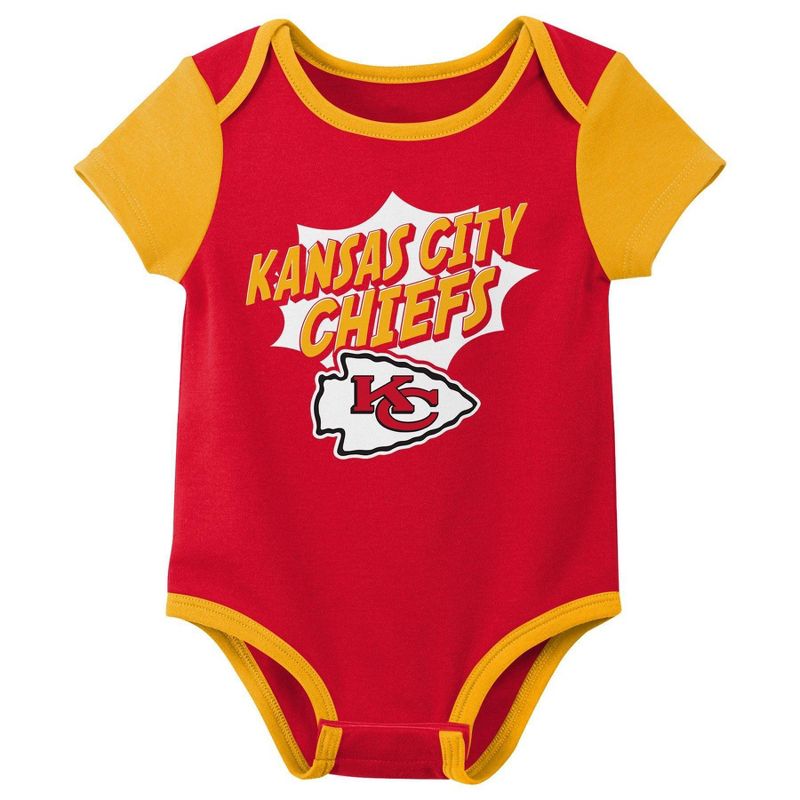 NFL Kansas City Chiefs Infant Boys&#39; 3pk Bodysuit, 4 of 5