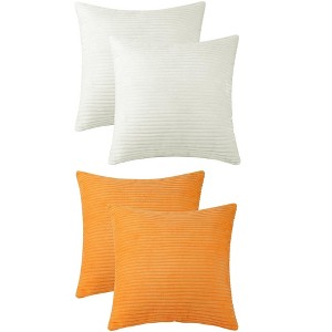 Unique Bargains Modern Solid Striped Corduroy Pillow Covers 4 Pcs - 1 of 4