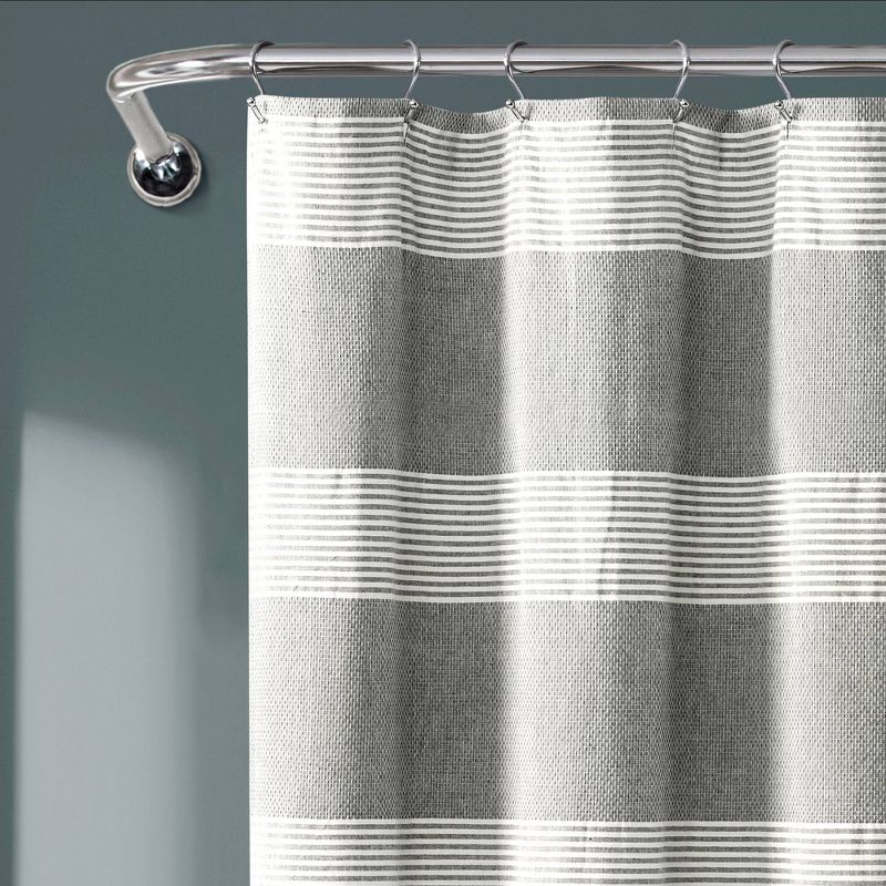 Tucker Stripe Yarn Dyed Cotton Knotted Tassel Shower Curtain - Lush Décor, 4 of 10