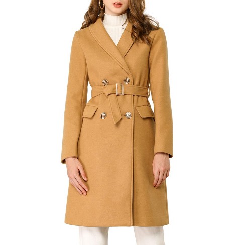 Allegra K Womens Double Breasted Coats Shawl Collar Chevron Blazer Winter Pea Coat 
