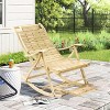Classic Wooden Rocking Chairs High Backrest and Armrests Patio Lounge Chair - 3 of 4