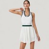 Anna-Kaci Active Women's Sleeveless Tennis Dress with Zip Front Contrast Trim Neckline and Pleated Skirt - 4 of 4
