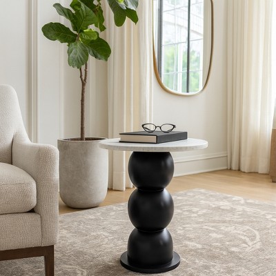 Bubble End Table, Side Table, or Small Night Stand for Room Decor - Artistic Bedside Table with Marble Top for Modern Bedroom or Living Room Decor
