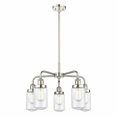 Dover - 5 Light Stem Hung Chandelier In Art Deco Style-15.5 Inches Tall and 22.5 Inches Wide