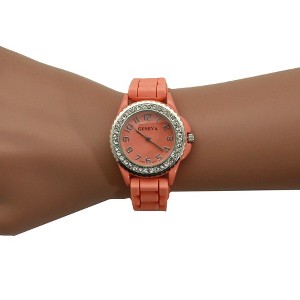Olivia Pratt Every Day Thin Band Silicone and Rhinestones Colorful Women Watch - 1 of 3